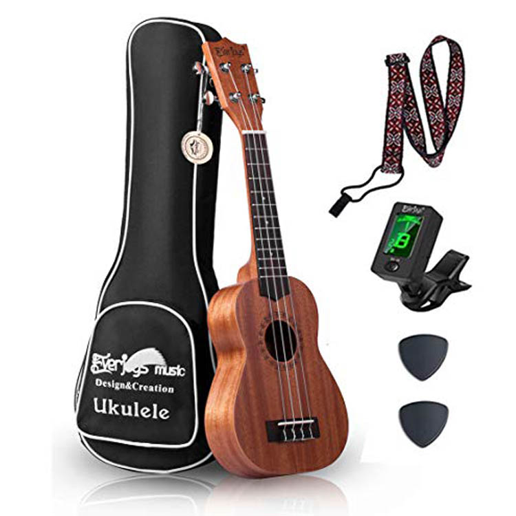 Mahogany Soprano Ukulele -sarja - Professional 21 tuuman kotelohihna-viritin Aquila Strings EVUKP