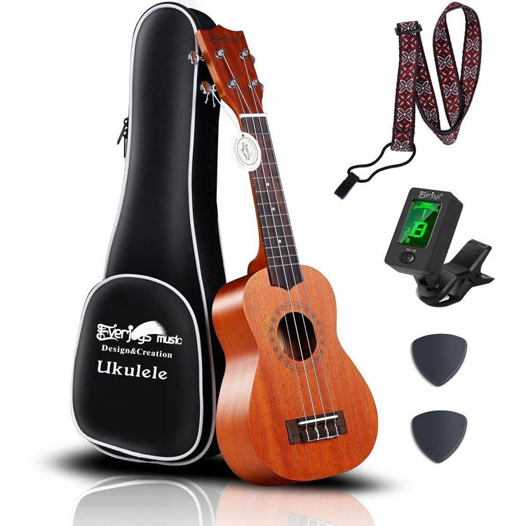 Mahogany Soprano Ukulele -sarja - Professional 21 tuuman kotelohihnaviritin Aquila Strings EVUKP02